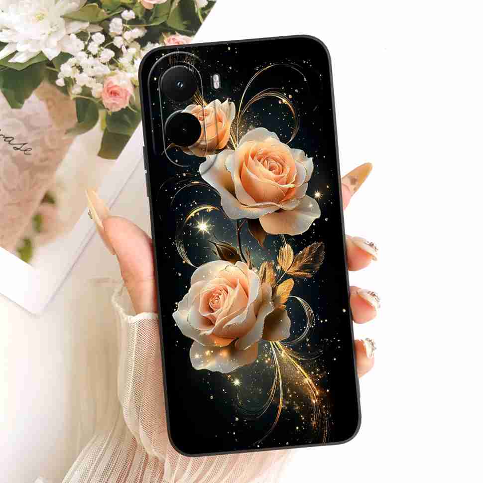 Silicone Case For Xiaomi Poco M7 4G Case Cute Cat Flowers Soft Slim Phone Cases For Xiaomi Poco M7 PocoM7 4G Cover Bumper