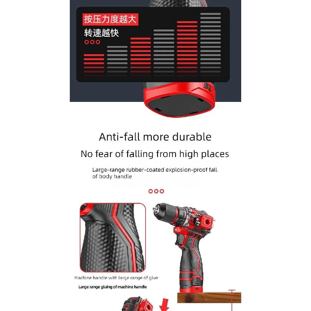 Brushless Electric Drill Tapping Cordless Impact Drill Metal Ratchet Chuck Electric Hand Drill Household Electric Screwdriver