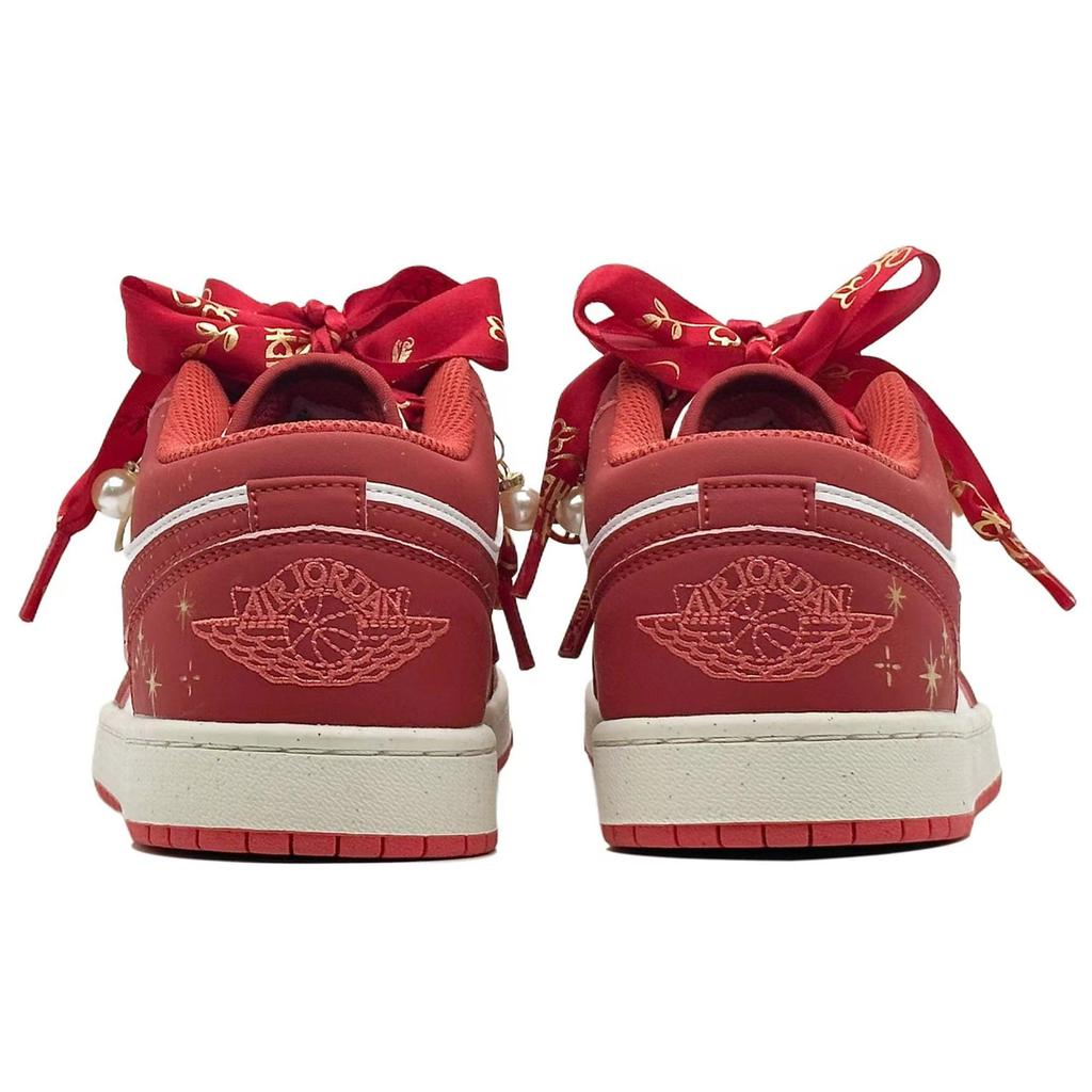 Jordan Air Jordan 1 Crimson Gold Wedding Shoes Cushioning, Wear Resistant Low top Vintage Basketball Shoes Women's Red FJ3465-160(Team1321-SBOX)