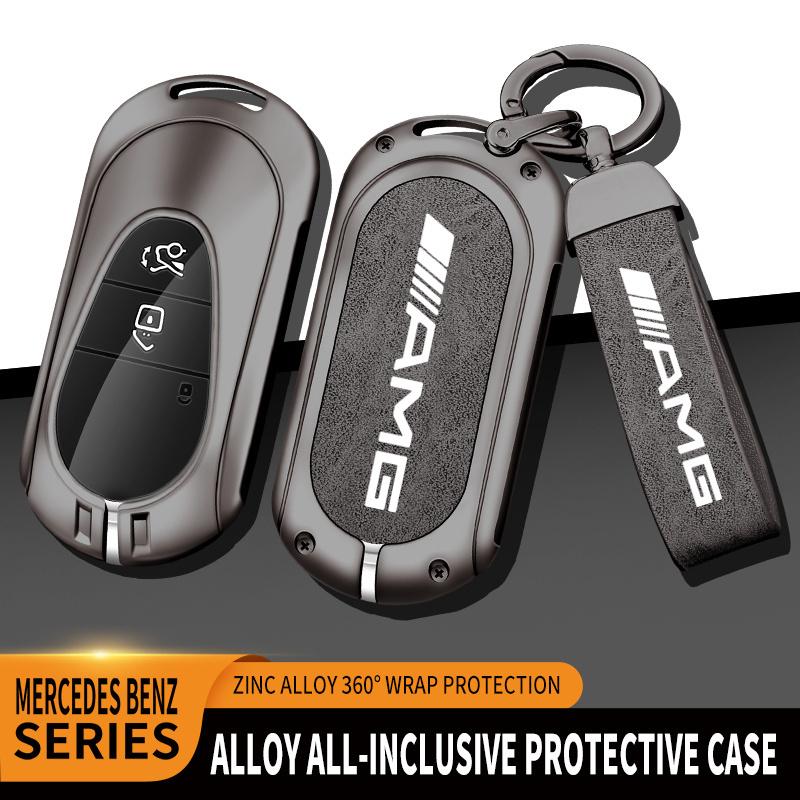 SFX1 Zinc Alloy Leather Car Key Case Cover Bag For Mercedes Benz A C E S G Class GLC CLE CLA GLB GLS W177 W205 W213 W222 X167 AMG