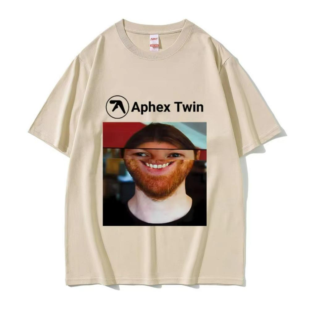 Певец Aphex Twin Лицо Смешной Мем Футболка Мужская Женская Мода Винтажная Оверсайз Уличная Одежда Унисекс Повседневная Мягкие Хлопковые Футболки Топы