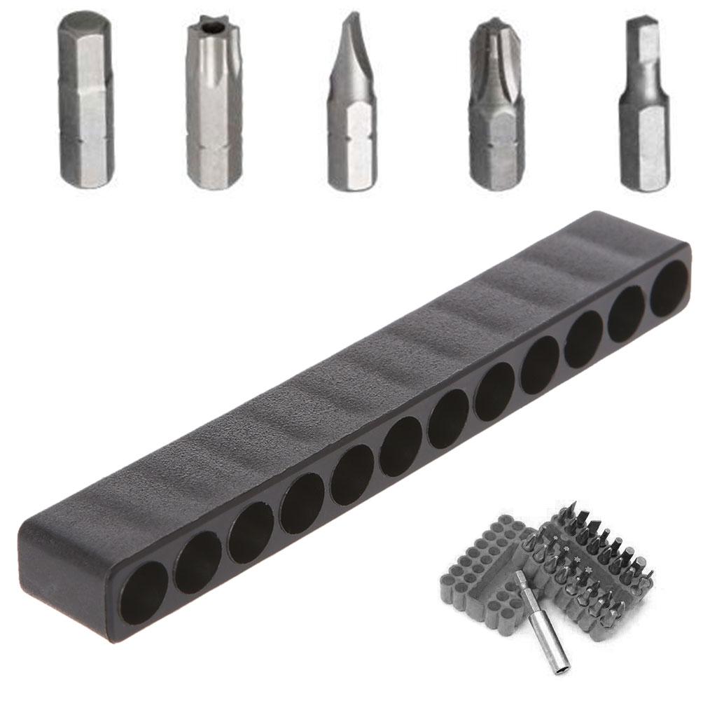 12 Holes Hex Bit Organiser Plastic Screwdriver Bit Holder Drill for Head Storage Case Box Block for 6.35mm Hex Shank