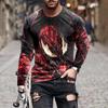 Men's Spring and Autumn Long Sleeve T-shirt Men's Loose Round Neck Hoodie 3D Printed Printed Long Sleeve Top