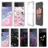 Роскошный чехол для Samsung Galaxy Z Flip 3 4 5G Funda Z Flip3 Clear PC Hard Противоударный чехол для телефона Coque Shell Cosmic Planet