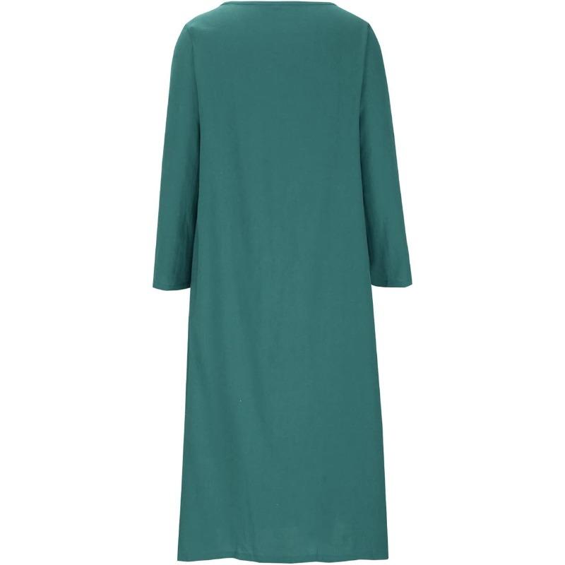 Женское летнее длинное платье-накидка с длинным рукавом, однотонное, многоярусное, свободного кроя, с круглым вырезом, плиссированное, длинное платье