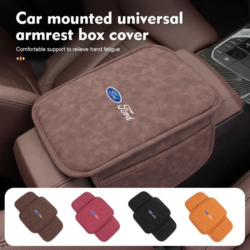 AKP1 Car Armrest Box Mat With Side Pockets Vehicle Armrest Storage Cushion For Ford Escape Ecosport Fusion Explorer Expedition Taurus