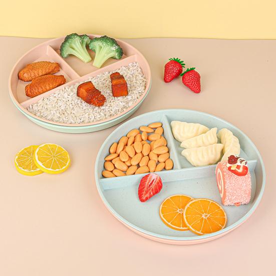 Home Breakfast Tableware Children Three Compartment Divided Meal Plate Weight Loss Ration Unbreakable Dish Plate