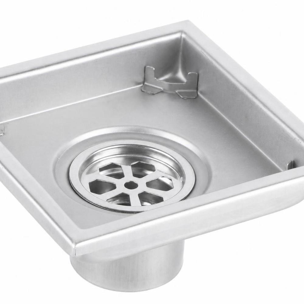 4.33 Inch Floor Drain Square Shape Bathroom Drain Anti-Odor Shower Drain Garage