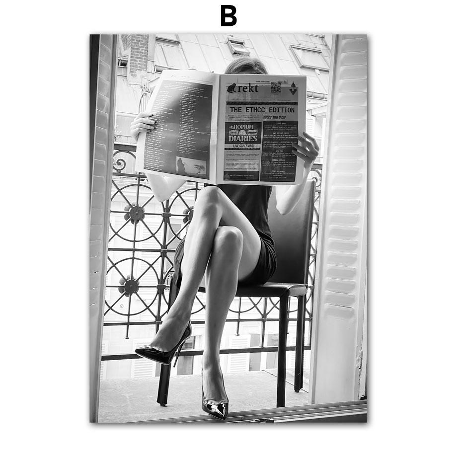 Wall Art Canvas Painting New York Fashion Girl Movie Actor Black White Vintage Posters And Prints Wall Picture Living Room Decor