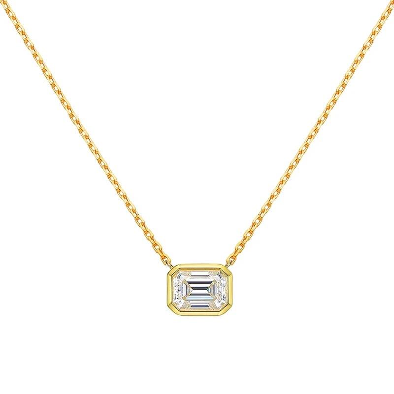 D Color 2ct Emerald Cut Genuine Moissanite Necklace for Women Colorless Luxury Wedding Jewelry 925 Sterling Silver Pendant GRA