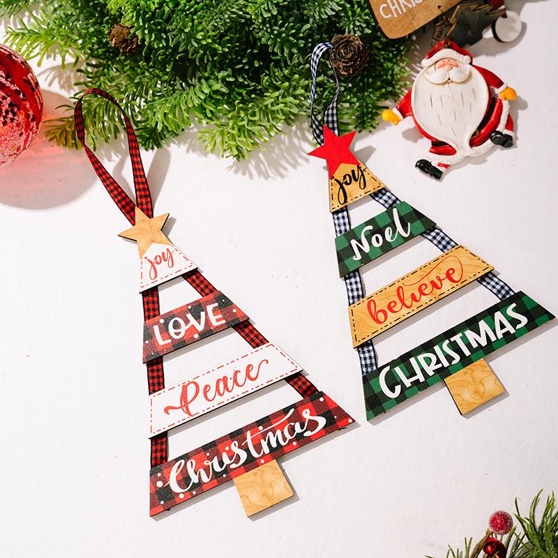 Деревянная табличка Рождественская табличка Настенное украшение Рождественская елка Настенное искусство Красочное украшение стены Украшение для рождественской елки
