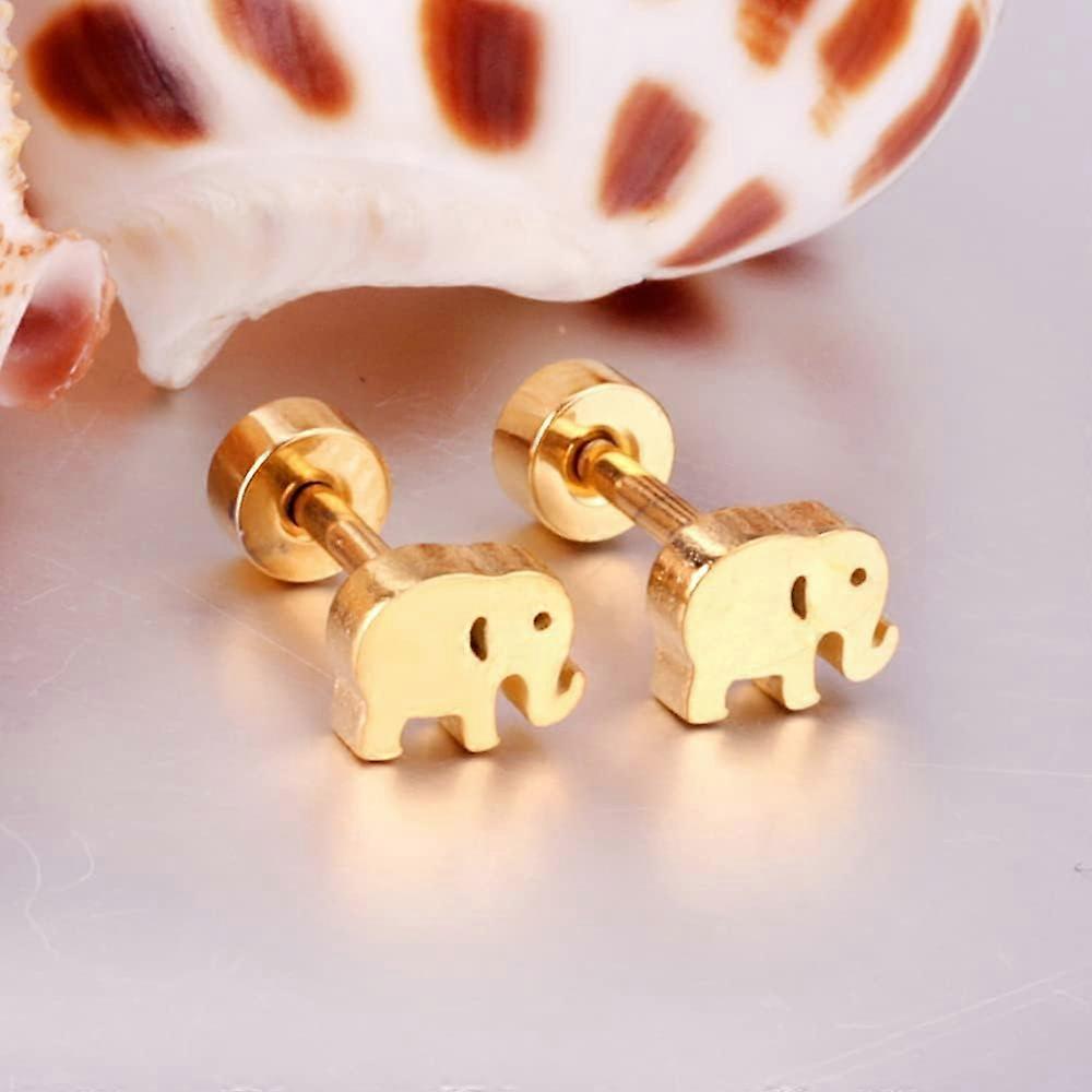 16G Mini Mouse Cute Elephant Small Stud Earrings for Women Dainty Animals Cartilage Tiny Flat Screw Back Stainless Steel Studs Minimalist Comfort Fit