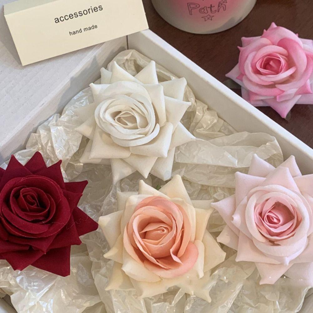 Cloth Red Rose Hairpin Korean Style Girl Hair Clip Sweet Flower Hair Clip  Women