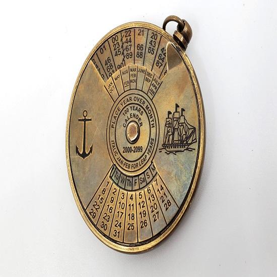 Miniature Brass Calendar, 37, 40 & 50mm, Tiny Working Adjustable 50 or 100 Year Calendar, STEAMPUNK Pendant, Charm, Nautical, Maritime, Key