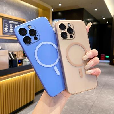 Однотонный матовый прозрачный магнитный чехол для iPhone 16 Pro Max 15 Pro 14 Plus 13 12 11 PC защитный чехол для линзы телефона