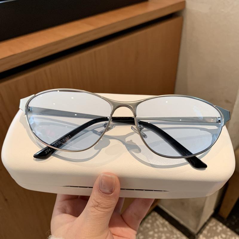 New Metal Silver Edged Cat Eye Sunglasses Women Outdoor Sports UV400 Protection Goggles Gafas De Sol Fashion Eyewear