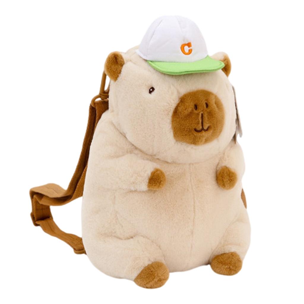 Plush Capybara Backpack Cute Cartoon Animal Stuffed Dolls Shoulder Bag for Students Teens School Bag Crossbody Handbag