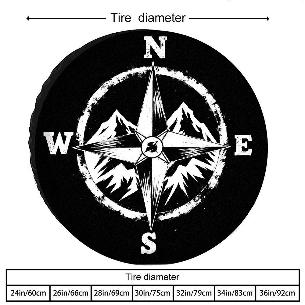 Vintage Compass Pattern Tire Cover Polyester Material Outdoor Adventure Theme Universal for RV SUV Truck Spare Tire Protection