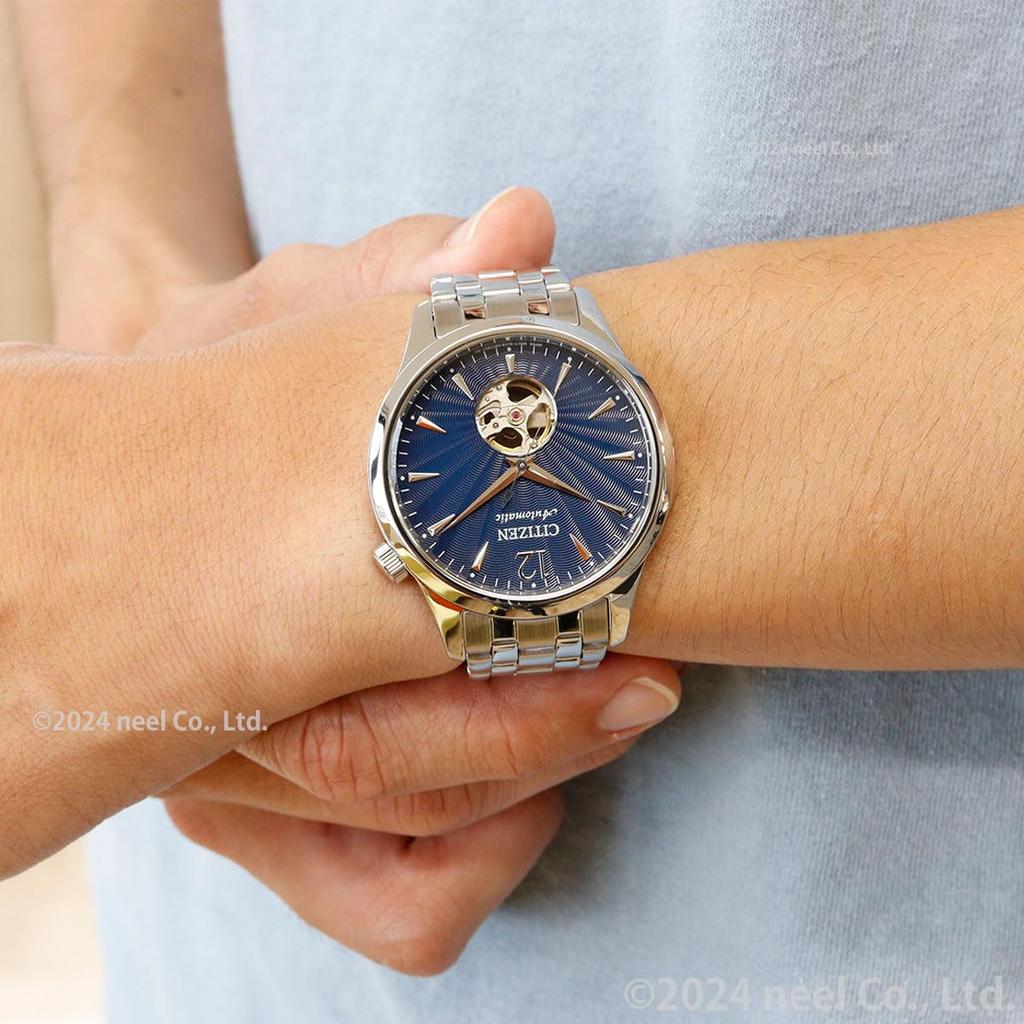 Часы Citizen Collection Механические с автоматическим заводом Механические с открытой задней крышкой в виде сердца Водонепроницаемые Темно-синие Серебристые [Citizen] Прозрачные NH9131-73L Мужские