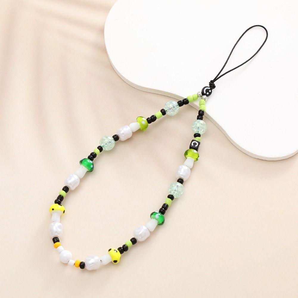 Wrist Strap Beaded Phone Lanyard Beaded Cellphone Charm Pearl Phone Chain Christmas Present