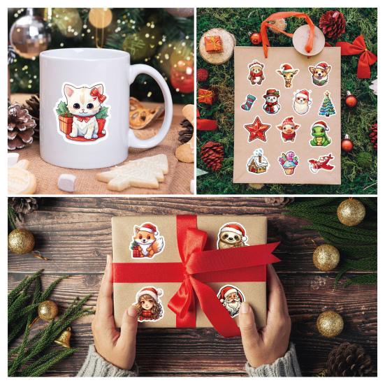 100 шт./пакет, Рождественская наклейка, самоклеящаяся, водонепроницаемая, из ПВХ, съемный чехол для телефона, багаж, скейтборд, ноутбук, наклейка для скрапбукинга, детские товары для самостоятельного изготовления