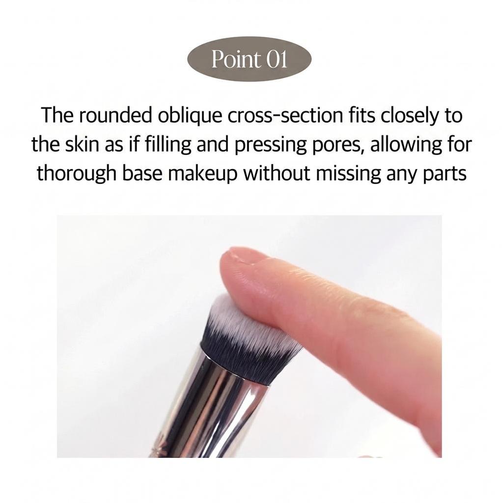 PICCASSO FB22 Base Master Foundation Brush — Korean Professional Rounded Bristle Brush for Flawless Pore-Filling Foundation Coverage
