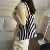 Большая вместительная простая полосатая холщовая сумка Маленькая свежая и художественная сумка для покупок Модная простая сумка через плечо