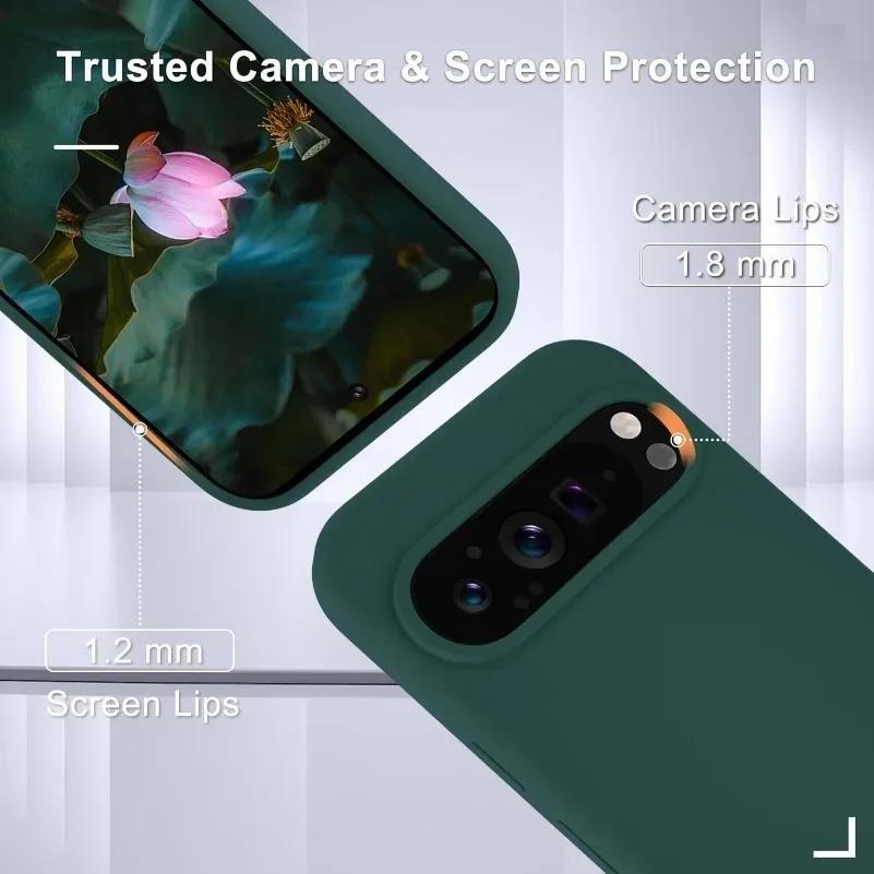 Мягкий матовый чехол из жидкого силикона для Google Pixel 9 Pro XL 8 7 6 8A 7A 6A A Однотонный, с ощущением кожи, ударопрочный, ультратонкий чехол