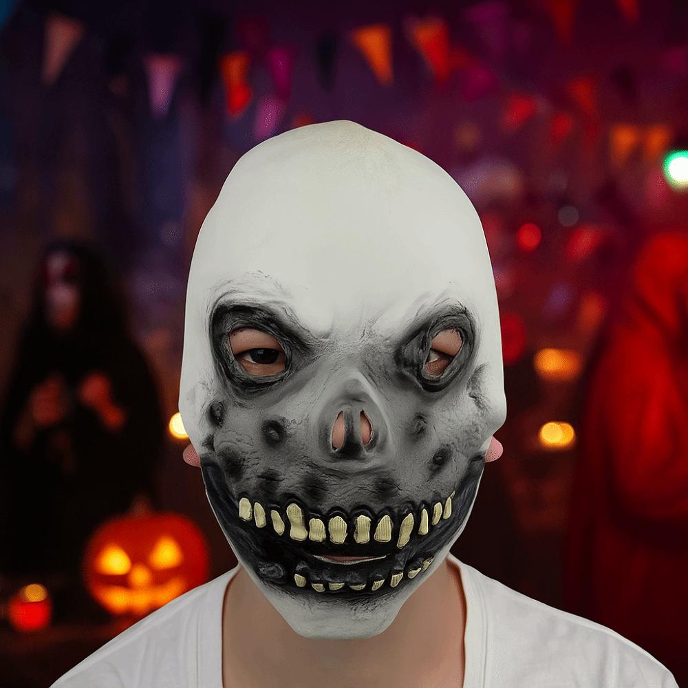 Easy To Wear Realistic Halloween Skull Mask Latex Spooky Full Face Mask Breathable Funny Scary Skull Headgear Halloween Party