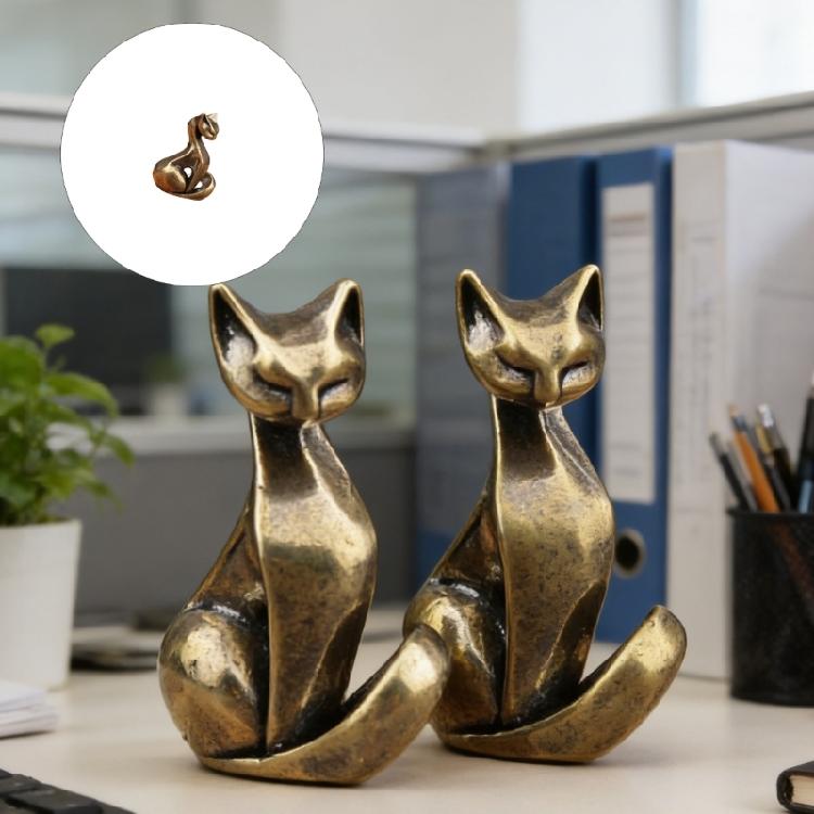Изящная статуэтка кошек из литой бронзы Модная скульптура кошки Орнамент Декоративный предмет для журнального столика прикроватной тумбочки шкафа