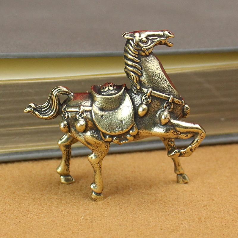 Brass War Horse Small Ornament Home Desktop Decoration Retro Pure Copper Horse Crafts Copper Figurines Enthusiasts Collect