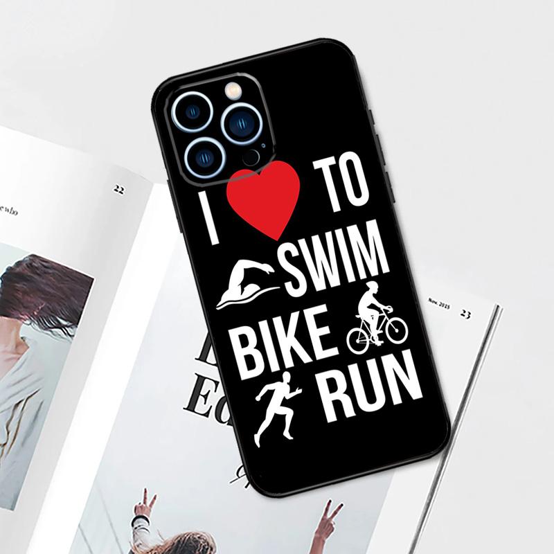 Чехол для триатлона Swim Bike Run для iPhone 15 16 14 13 12 11 Pro Max Mini Чехол X XR XS 8 7 14 15 16 Plus Аксессуары