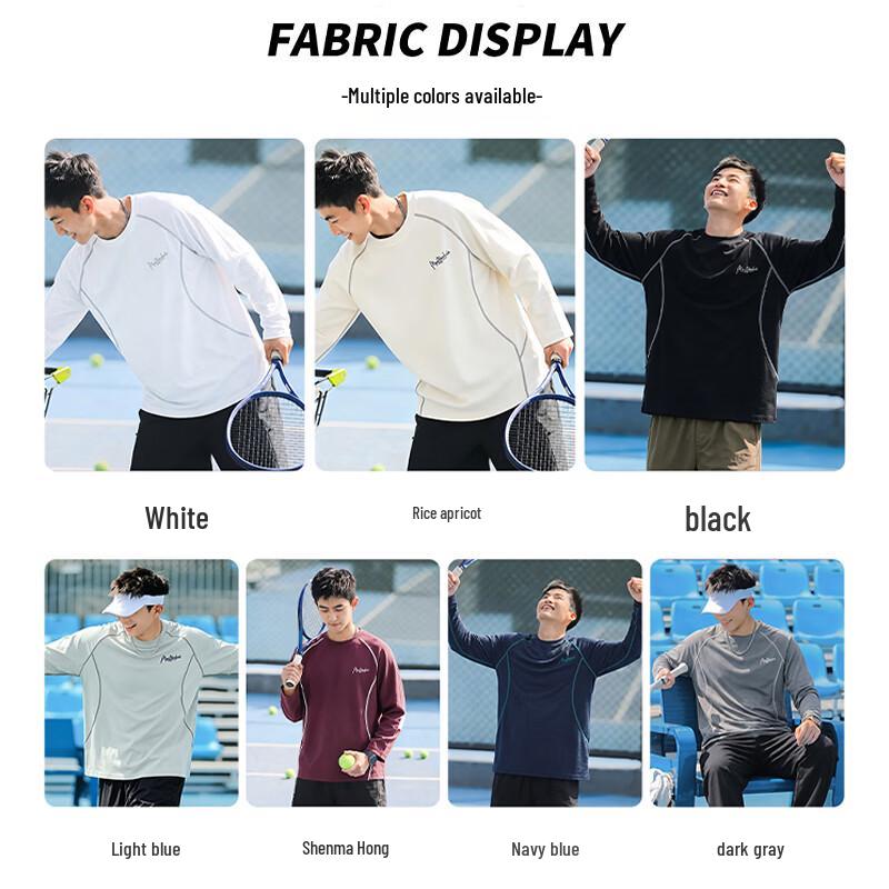 MARK FAIRWHALE Men's Casual Contrast-Stitch Long Sleeve T-Shirt