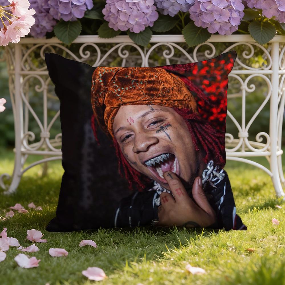 Чехол для подушки с изображением рэпера T-Trippie R-Redd, двойного назначения для дома и автомобиля: Двусторонняя конструкция для максимального комфорта