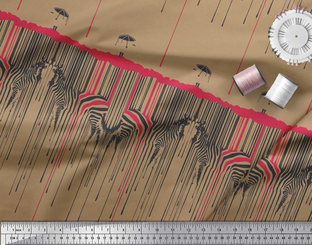 Soimoi Японский креп-сатин, ткань с принтом в виде зонтика и кожи зебры, 42 дюйма по метрам