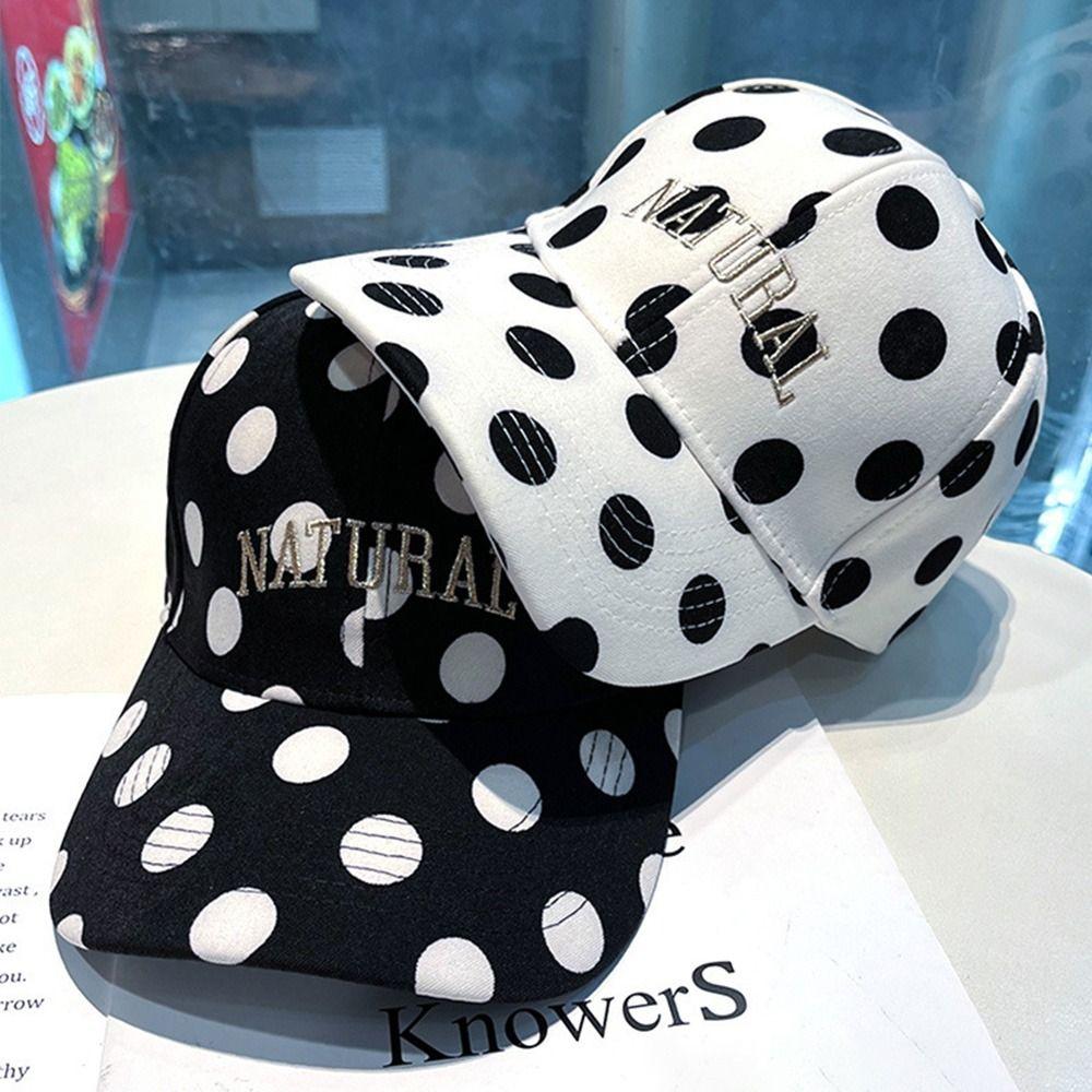 Embroidered Dots and Letters Curved Brim Cap Sunshade Sun Hat New Baseball Cap Casual Wear