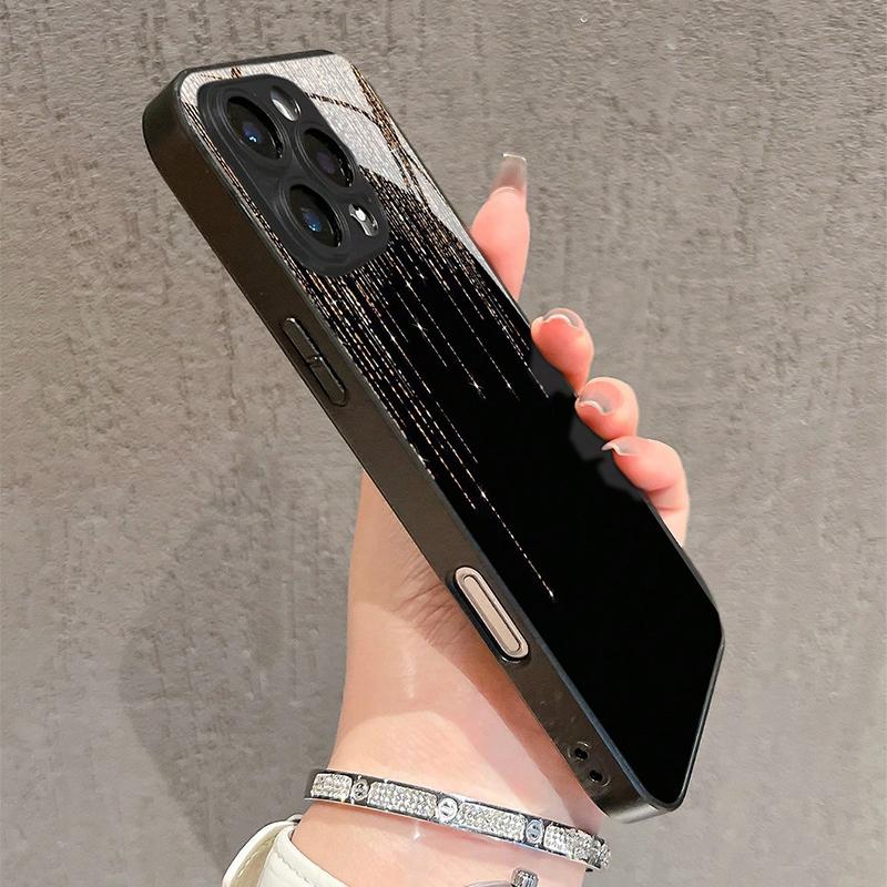 Закаленное стекло с узором "Метеоритный дождь" для чехла телефона iPhone 17 16 15 14 13 12 11 Pro Max 17Air 16E 7 8 Plus XR XS X Задняя крышка