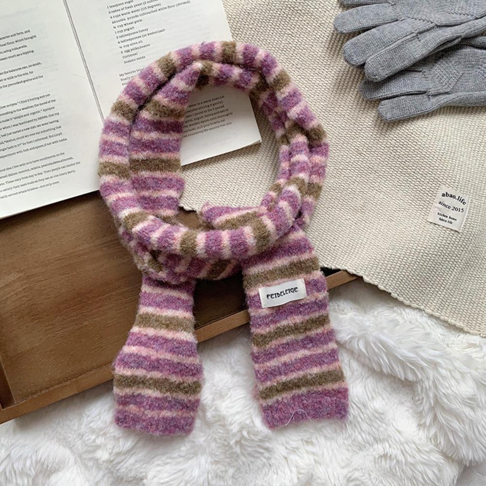 Стиль Y2K Y2K Полосатый шарф Харадзюку Вязаная шаль Милые длинные узкие шарфы Женские