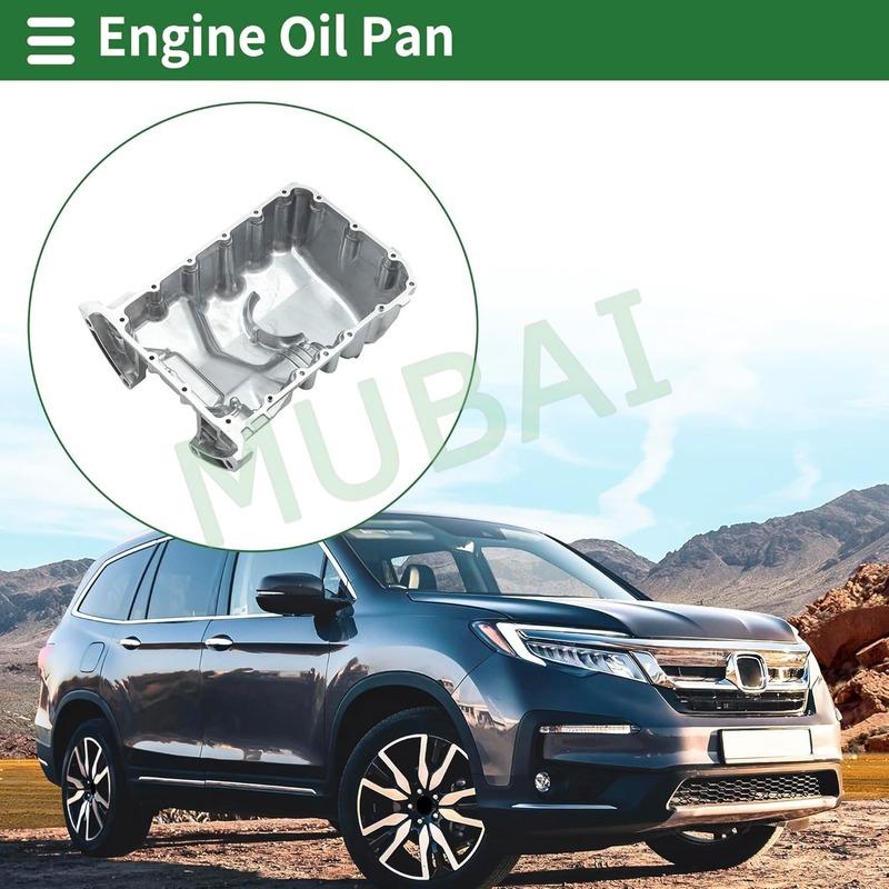 OE# 112005J6A11 Engine Oil Pan Oil Pan Sump Transmission Oil Pan for Acura MDX V6 3.5L 2016-2020 Aluminum Silver Tone