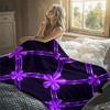 Metallic Flowers Purple Grid Flannel Blanket Perfect for Sofa Office Bed Travel Sleep Read Relax Camping Four Season Use