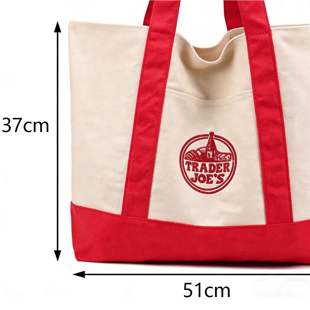 1 шт. - Большая сумка-тоут для покупок Trader Joe Хлопчатобумажный холст Вышитая сумка