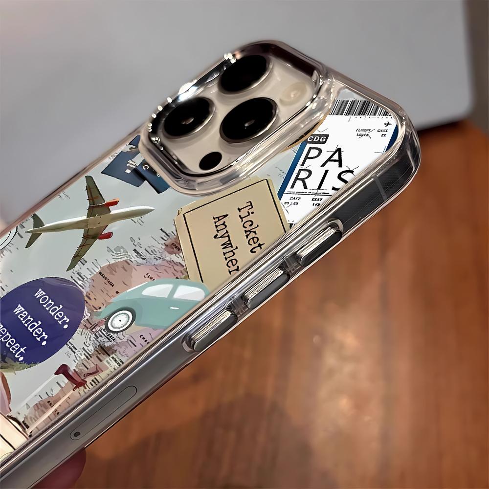 Чехол для телефона с дизайном маршрута самолета для iPhone 17 17E 16E 13 Plus 15 Pro Max 14 16 11 12 Усиленный угол Противоударный корпус Coque