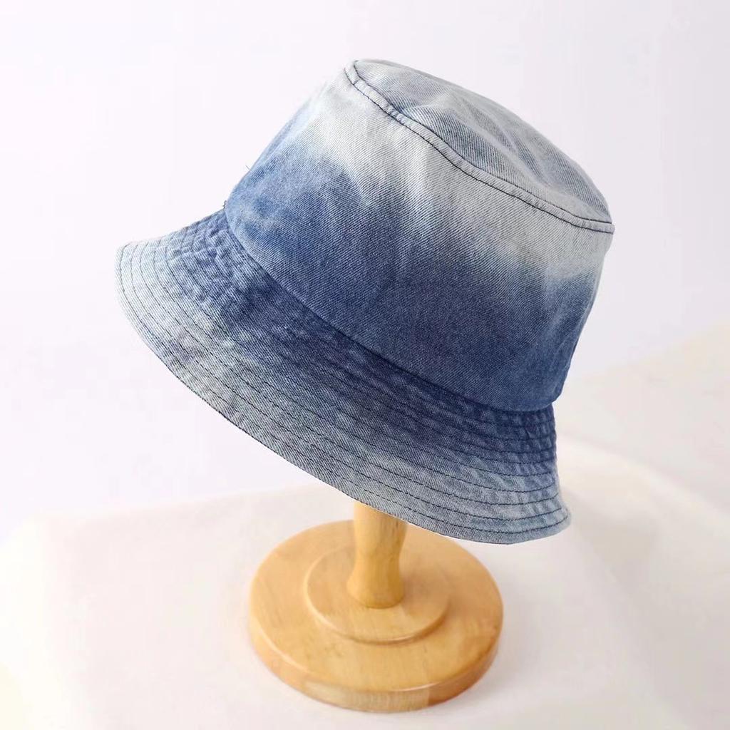 Джинсовая шляпа-ведро 2025 года, новая контрастная потертая шляпа в стиле ретро, женская шляпа для защиты от солнца на весну и лето