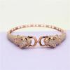 Light Luxury Retro Style Leopard Head Bracelet for Women Copper Plated Rose Gold Inlaid Full Zircon Bangles Banquet Zircon