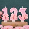 Pink Bow Number Birthday Candle Cake Decoration 1st Year Handmade Birthday Candle 0-9