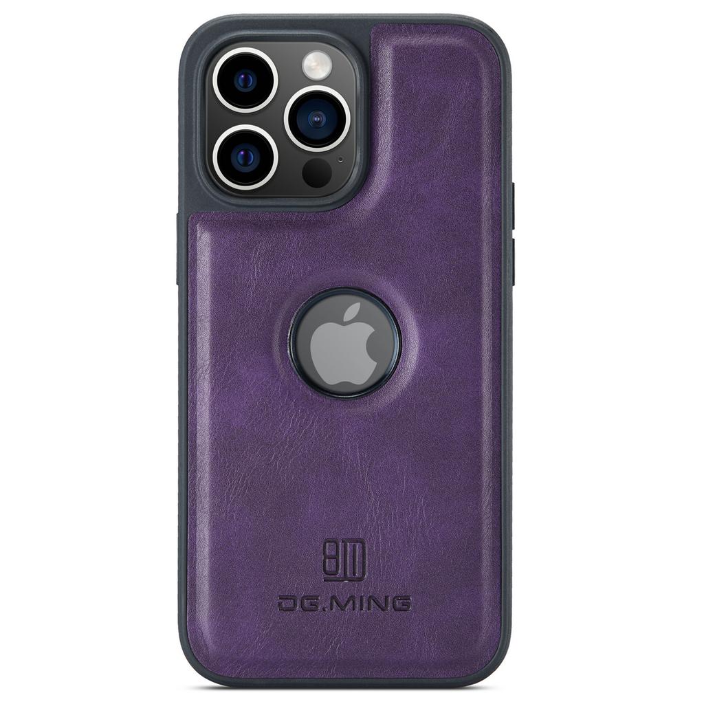 DG.MING For iPhone 16 Pro Max Case Anti-Drop Leather Coated PC+TPU Phone Back Cover