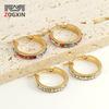 18K Gold Stainless Steel Round Diamond Ear Cuffs - European & American Fashion Women's Earrings