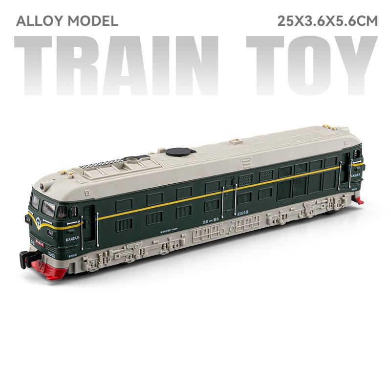 1:32 DongFeng 4B Train Model Toy Car Doors Opened Powered Walking Electric Spray Diesel Alloy Vehicle Music Light Models for Kid