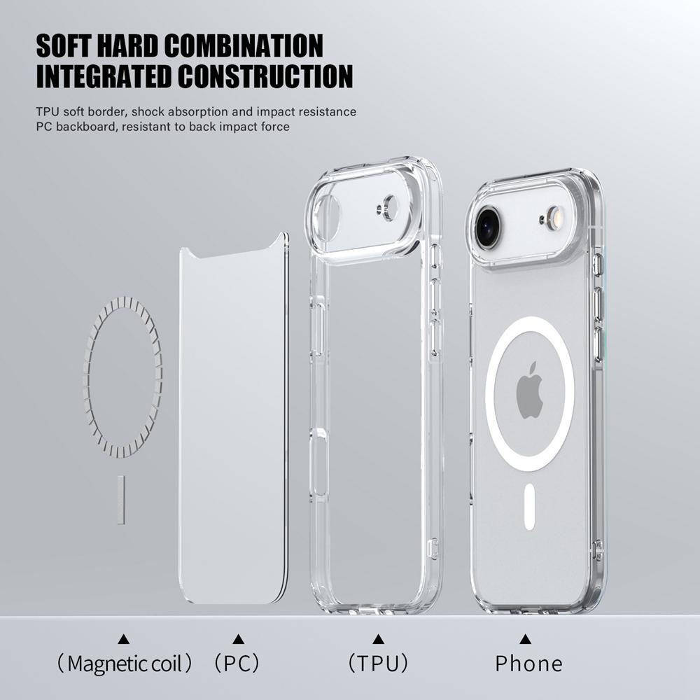 KEYSION Противоударный прозрачный чехол для MagSafe для iPhone 17 Air HD Прозрачный ТПУ+ПК Магнитная беспроводная зарядка Задняя крышка для телефона