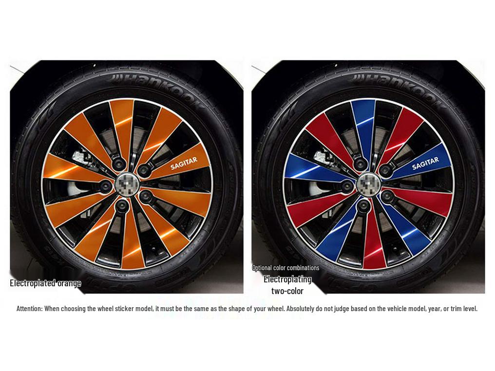 Volkswagen Sagitar Wheel Hub Stickers: Electroplating Color Change, Warning, Scratch Protection